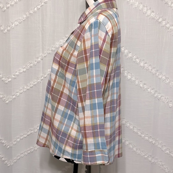 Alfred Dunner Plaid Antique Button 3/4 Long Sleeve Size 14 Petite - Picture 5 of 9